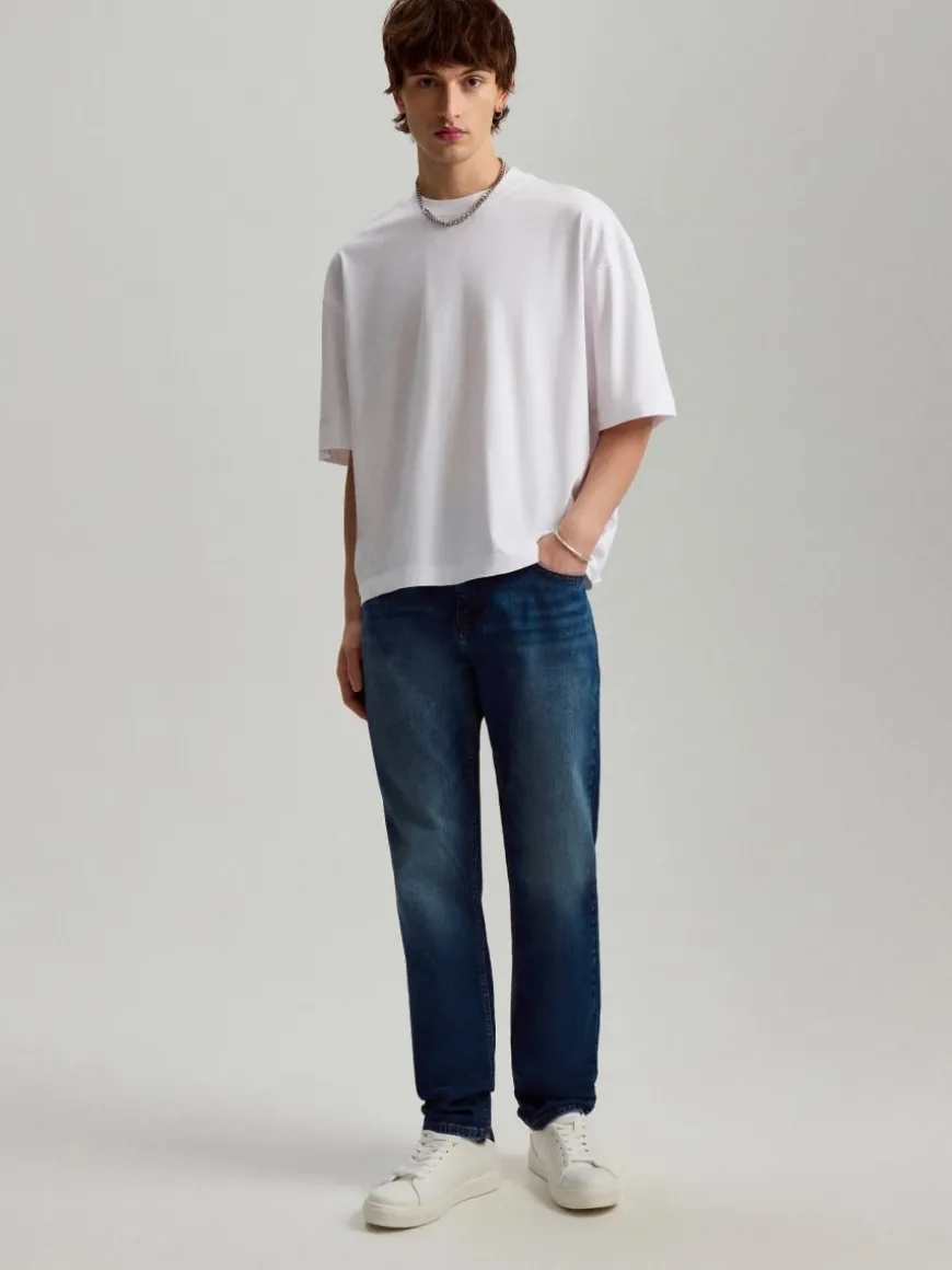 Jeansy slim fit granatowe