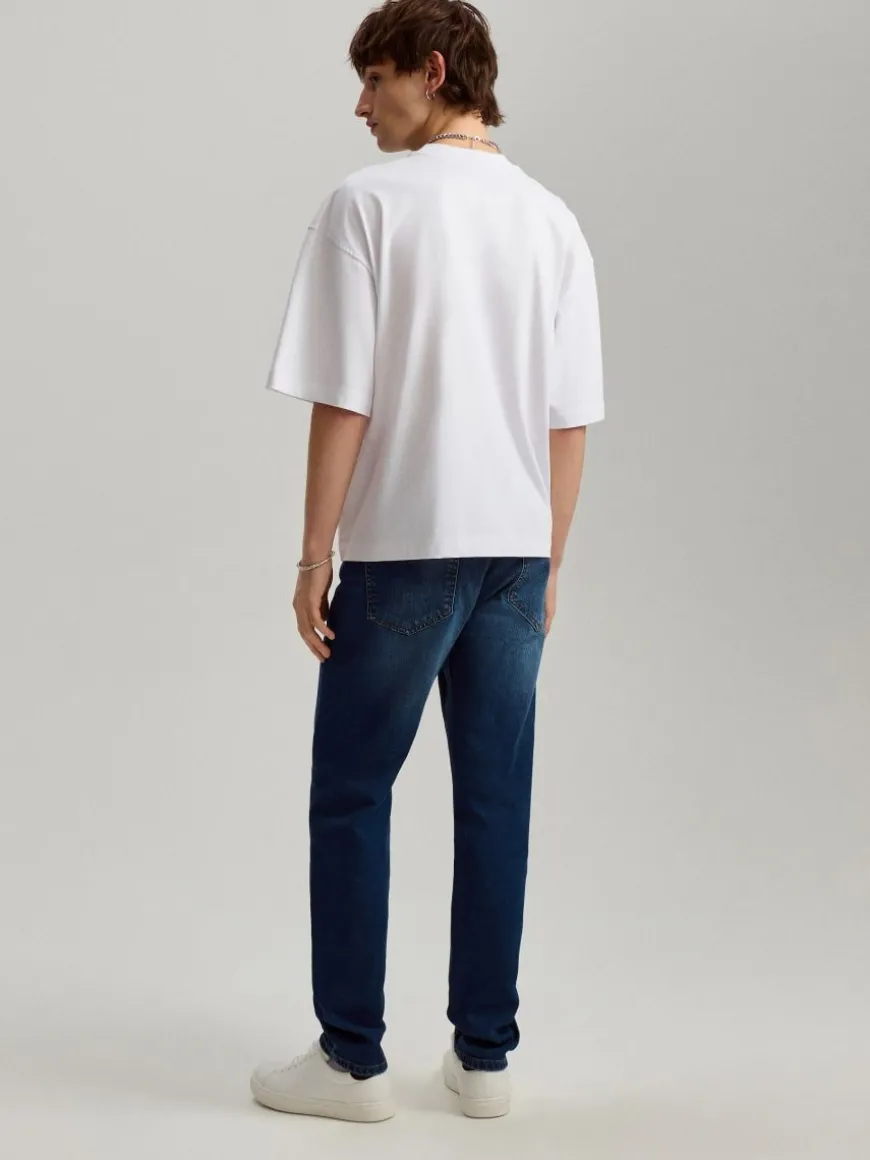 Jeansy slim fit granatowe
