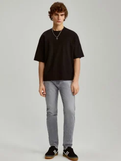 Jeansy slim fit jasnoszare