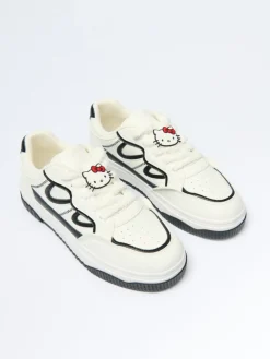 Kremowe sneakersy z łączonych materiałów Hello Kitty