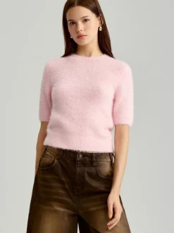 Krótki sweter w kolorze różowym