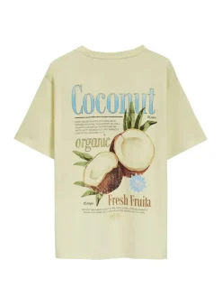Luźna koszulka z nadrukiem Coconut żółta
