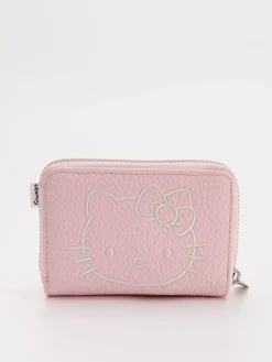 Mały portfel z kokardką i haftem Hello Kitty jasnoróżowy