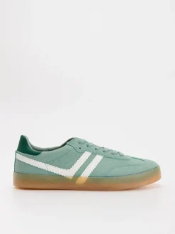 Miętowe sneakersy z imitacji zamszu w stylu retro