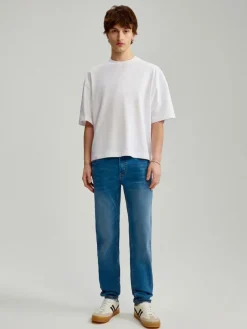 Niebieskie jeansy skinny fit z regularnym stanem