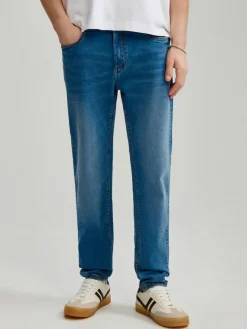 Niebieskie jeansy skinny fit z regularnym stanem
