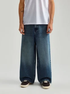 Niebieskie jeansy super baggy fit z efektem sprania