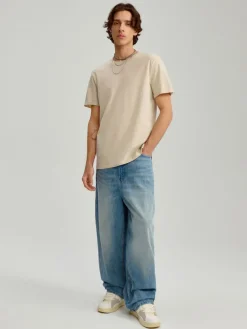 Niebieskie jeansy super baggy fit z efektem sprania