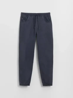 Niebieskie joggery z regulacją w pasie