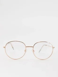 Okulary zerówki w złotych oprawkach