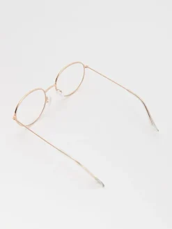Okulary zerówki w złotych oprawkach