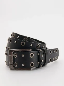 Pasek z metalowymi oczkami w stylu vintage