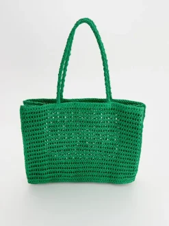 Pleciona torba shopper z napisem zielona