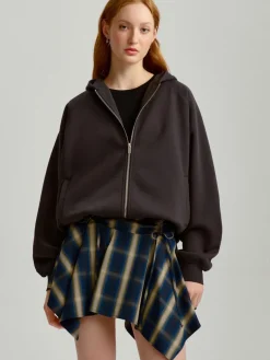 Rozpinana bluza oversize basic z kapturem brązowa