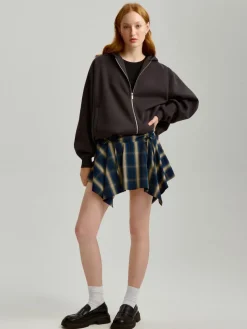 Rozpinana bluza oversize basic z kapturem brązowa