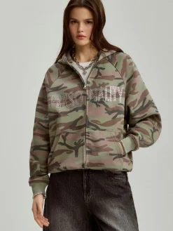 Rozpinana bluza z kapturem i napisem Personality