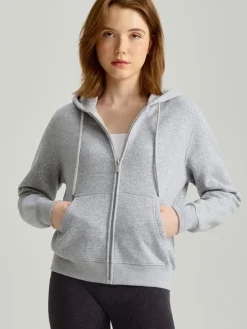 Rozpinana bluza z kapturem basic jasnoszara