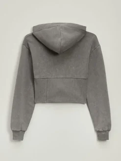Rozpinana bluza z kapturem o skróconym kroju