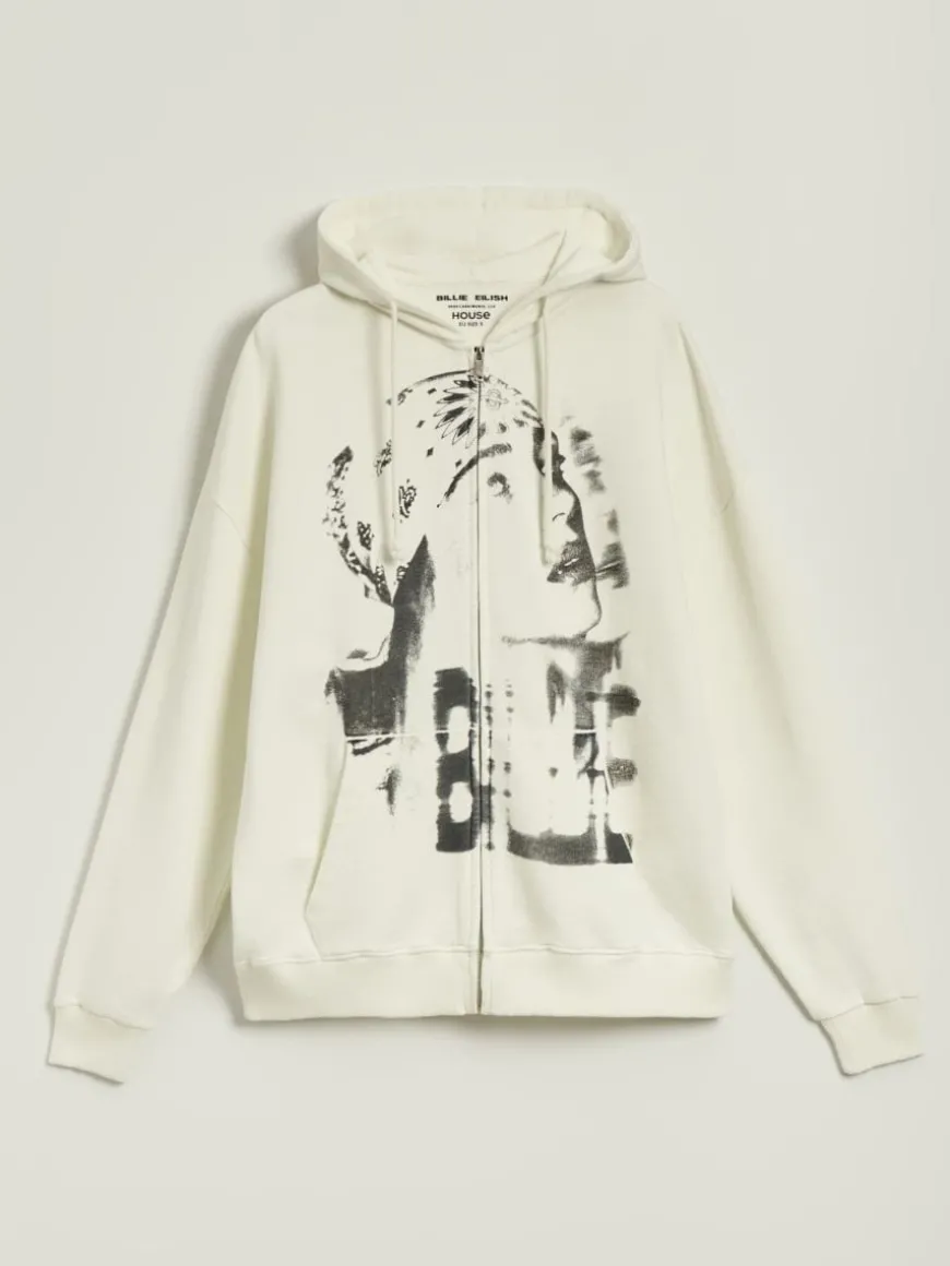 Rozpinana bluza z kapturem i nadrukiem Billie Eilish