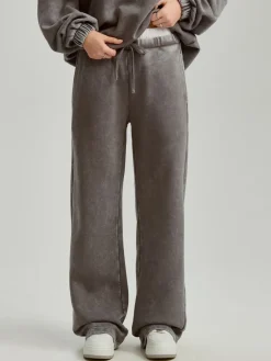 Spodnie wide leg acid wash ze wstawką typu bokserki
