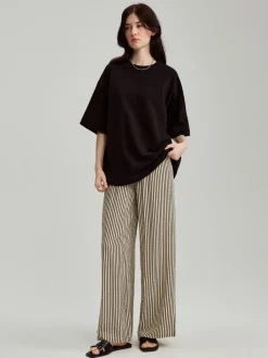 Spodnie wide leg w czarne paski