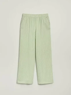 Spodnie wide leg w zielone paski