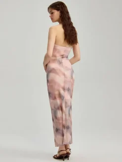Sukienka maxi bandeau we wzór tie-dye