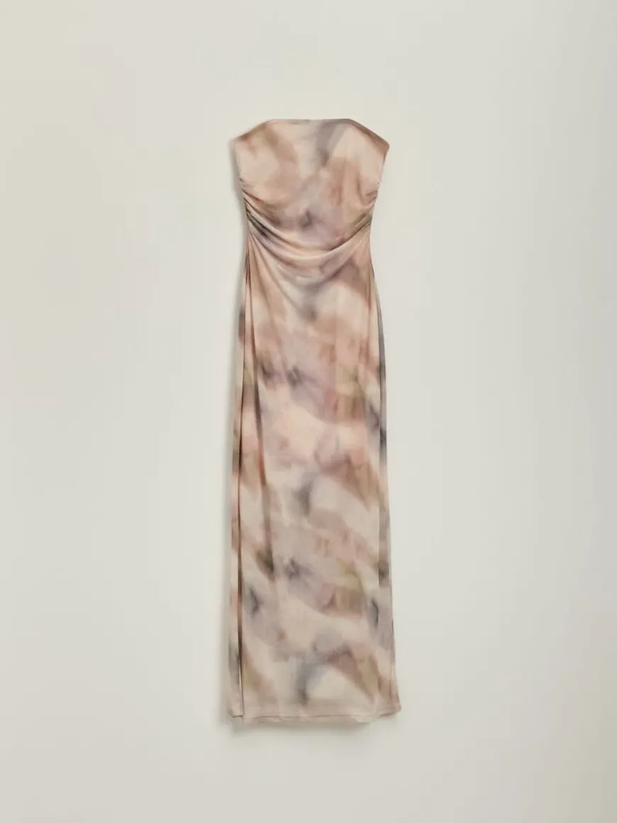 Sukienka maxi bandeau we wzór tie-dye