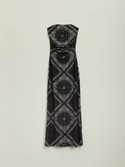 Sukienka maxi bandeau we wzór paisley