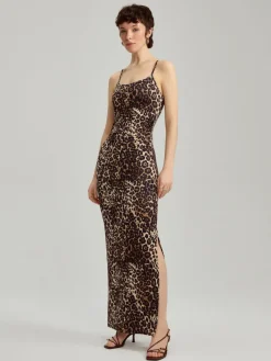Sukienka maxi bodycone w panterkę