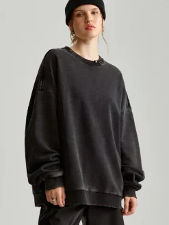 Szara bluza z długim rękawem crewneck
