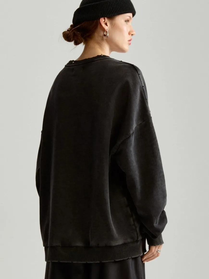 Szara bluza z długim rękawem crewneck