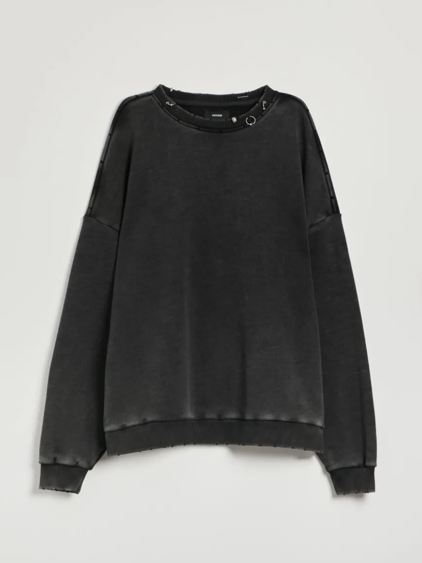 Szara bluza z długim rękawem crewneck