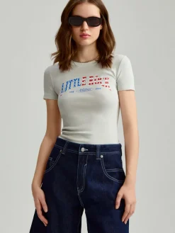 Szara koszulka slim fit z nadrukiem Little Rock