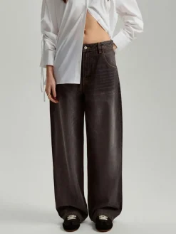 Szare jeansy baggy fit z wysokim stanem