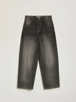 Szare jeansy baggy fit z wysokim stanem