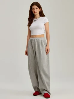 Szare spodnie dresowe balloon baggy fit