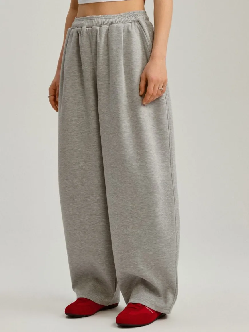 Szare spodnie dresowe balloon baggy fit