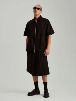 Tkaninowe szorty baggy fit czarne