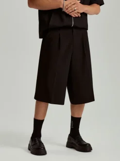 Tkaninowe szorty baggy fit czarne
