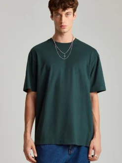 Turkusowa koszulka z krótkim rękawem loose long basic