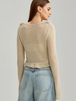 Wiązany kardigan crochet beżowy