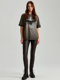 Woskowane spodnie czarne slim fit