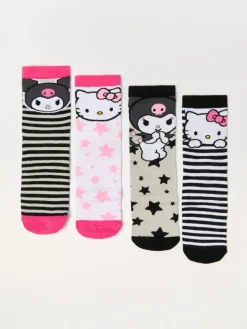 Wysokie skarpetki 4-pak z motywem Hello Kitty i Kuromi