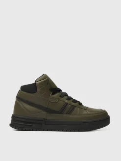Wysokie sneakersy z imitacji skóry ciemnozielone