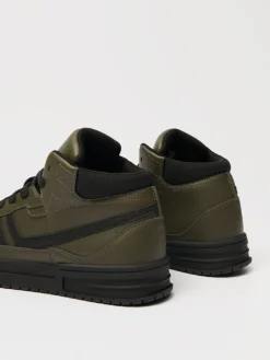 Wysokie sneakersy z imitacji skóry ciemnozielone