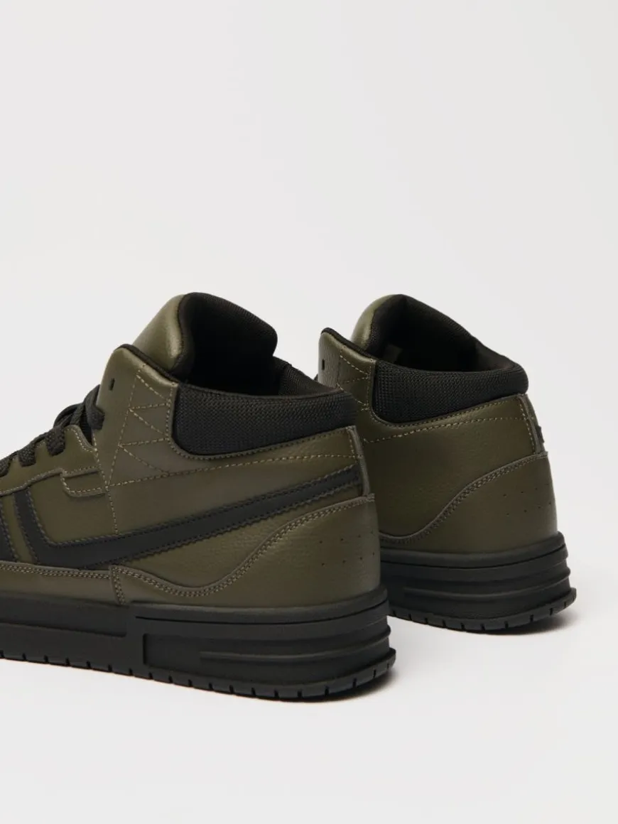 Wysokie sneakersy z imitacji skóry ciemnozielone