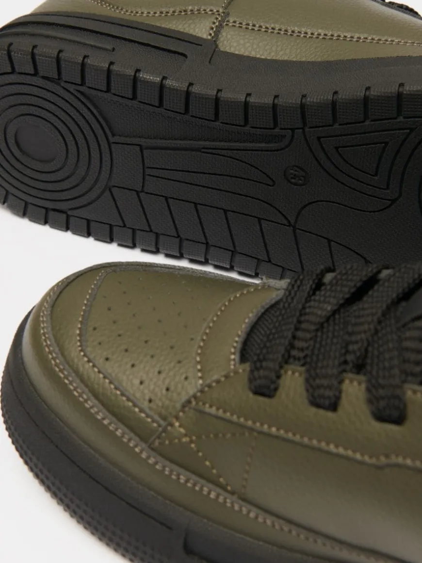 Wysokie sneakersy z imitacji skóry ciemnozielone