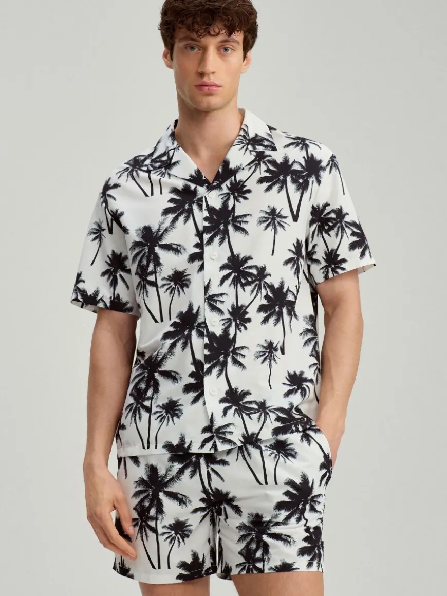 Zestaw: koszula i szorty we wzór palm