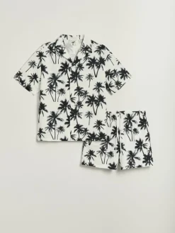 Zestaw: koszula i szorty we wzór palm